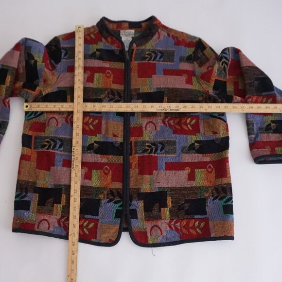 Vintage Tradition Country Tapestry Fall Jacket Patchwork Fall Grandmacore 22W - Picture 2 of 8
